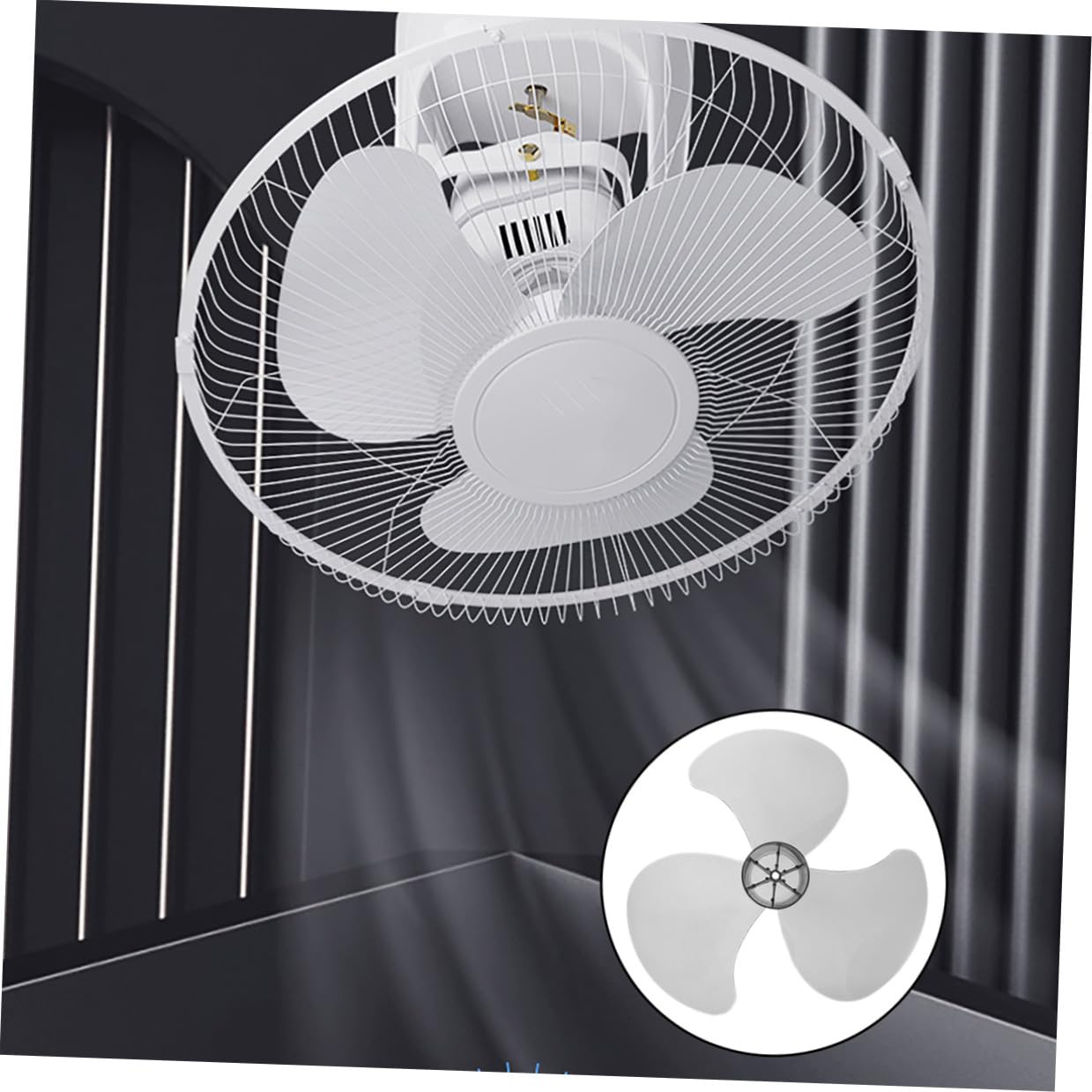 Mikinona Aspas de Ventilador Eléctrico Aplicables de 3 Hojas 16 Pulgadas Plástico Transparente y Negro Juego de 3 Piezas para Ventilador de Pedestal Doméstico Repuesto Silencioso y