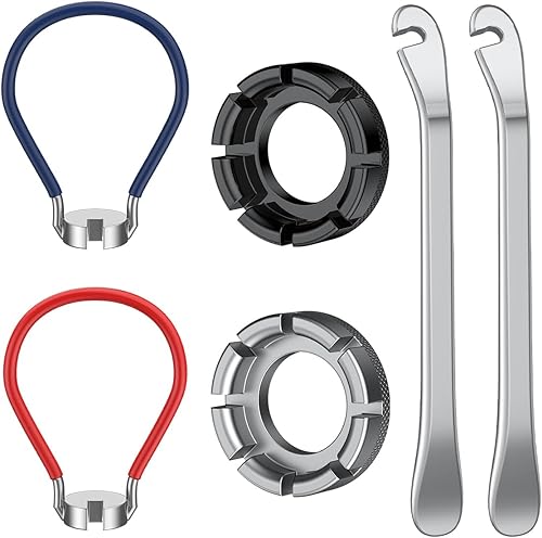 Pawfly Llaves de radios de bicicleta, kit de herramientas de reparación de bicicleta de 6 piezas, kit de herramientas de radios para bicicleta con 2