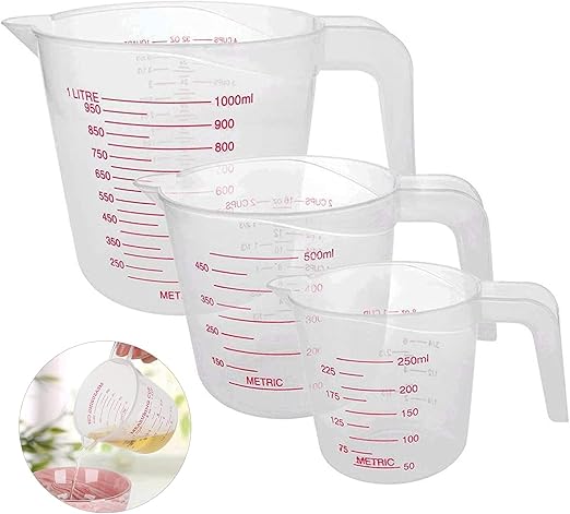 Set 3 Misurini Graduati In Plastica - 1000ml, 500ml, 250ml - Precisione Da Cucina E Laboratorio - Foto 2