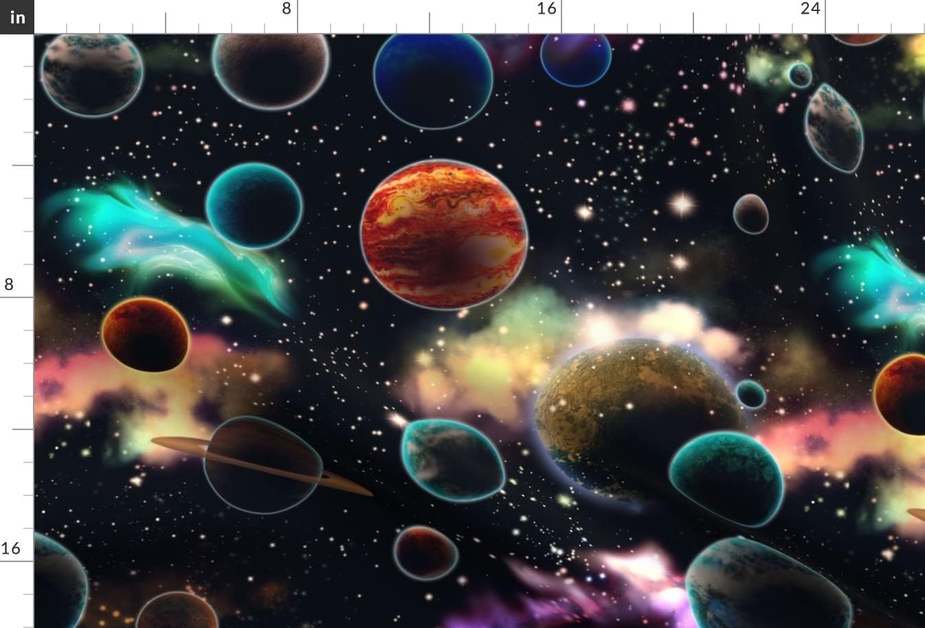 Spoonflower Fabric - Space Planets Galaxy Solar System Earth Stars Printed on Chiffon Fabric by The Yard - Sewing Fashion Apparel Dresses Home Decor