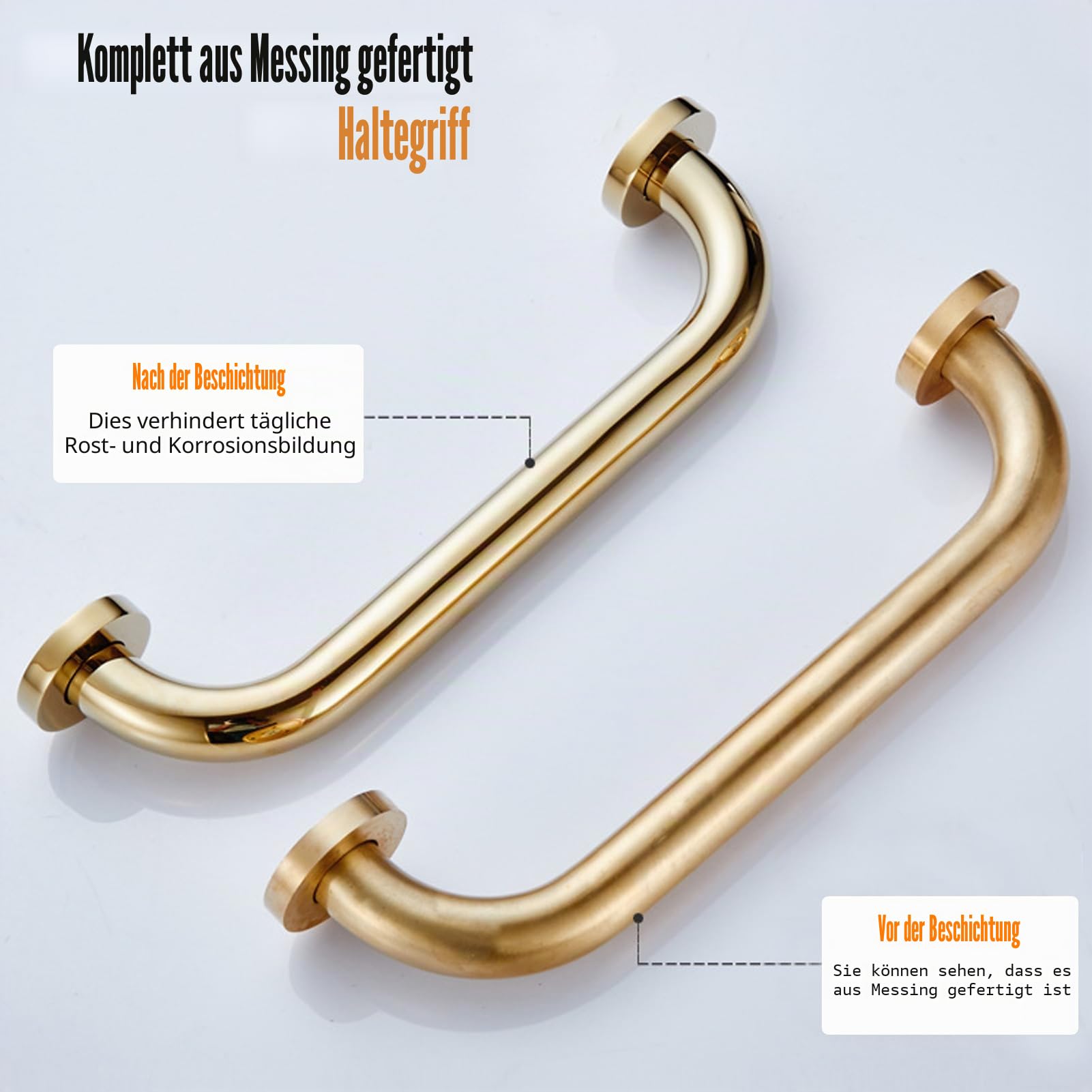 Haltegriff für Badezimmer, Messing, Duschhaltegriff, Badezimmer-Handlauf, Sicherheitsgriff, Badezimmerstütze, Hilfe für Behinderte, ältere Menschen, Senioren, 40 cm