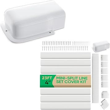 4" Entry Wall Cover Line Cover Set Parts & 4" 23Ft Mini Split Line Set Cover Kit PVC Decorative Pump Covers