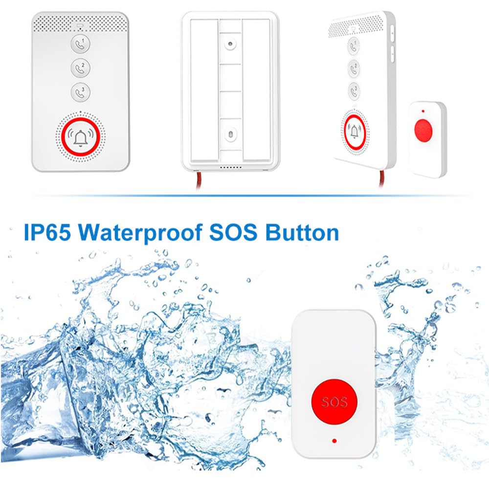Walmeck Bouton d'urgence SOS 4G, Système D'alarme pour Les Personnes âgées, Reconnaissance Vocale avec Prévention des Chutes de Soutien à L'interphone Bidirectionnel et Personnes âgées