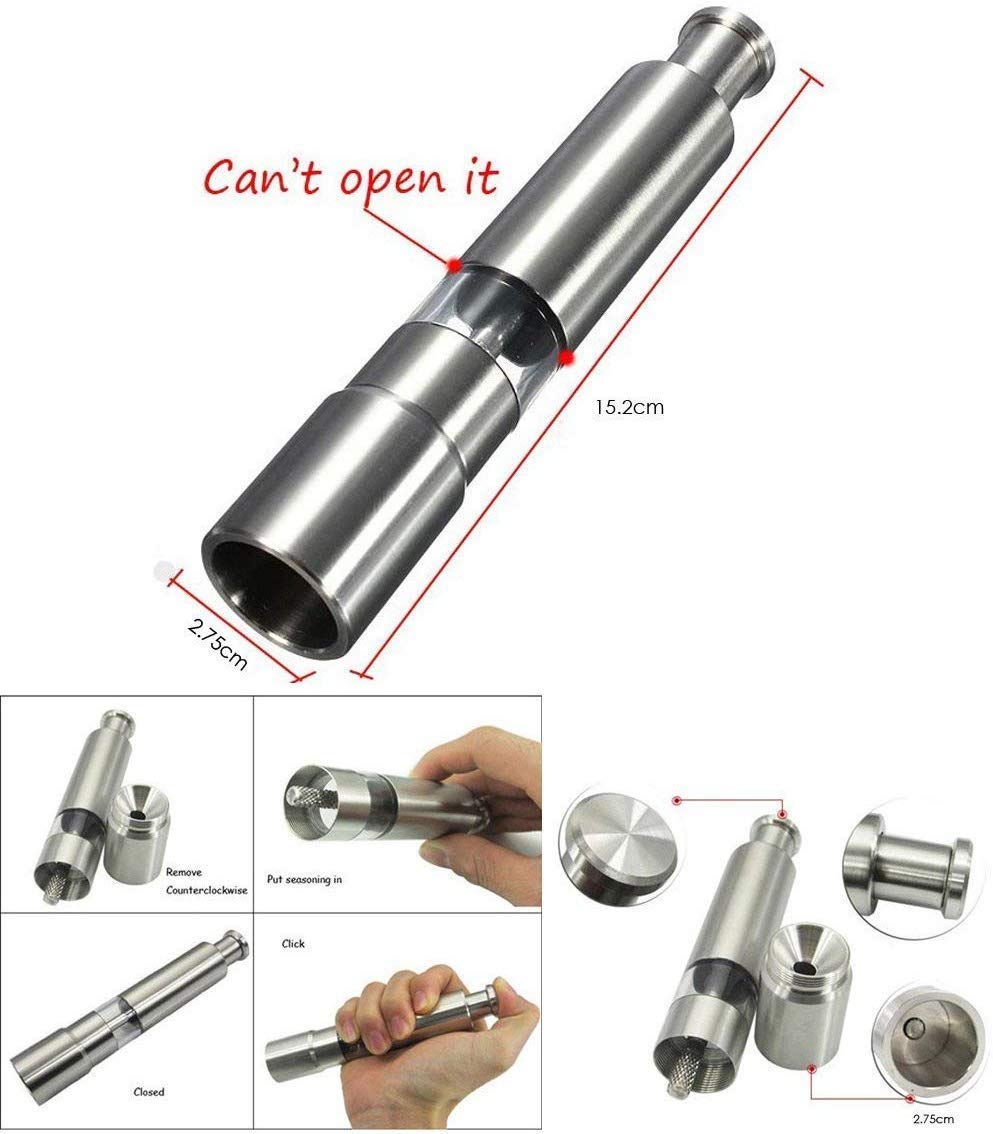 Thumb Press Salt Pepper Grinder Spice Mill (Silver , 15 x 2.7 x 2.7 cm) — Amazon image 2