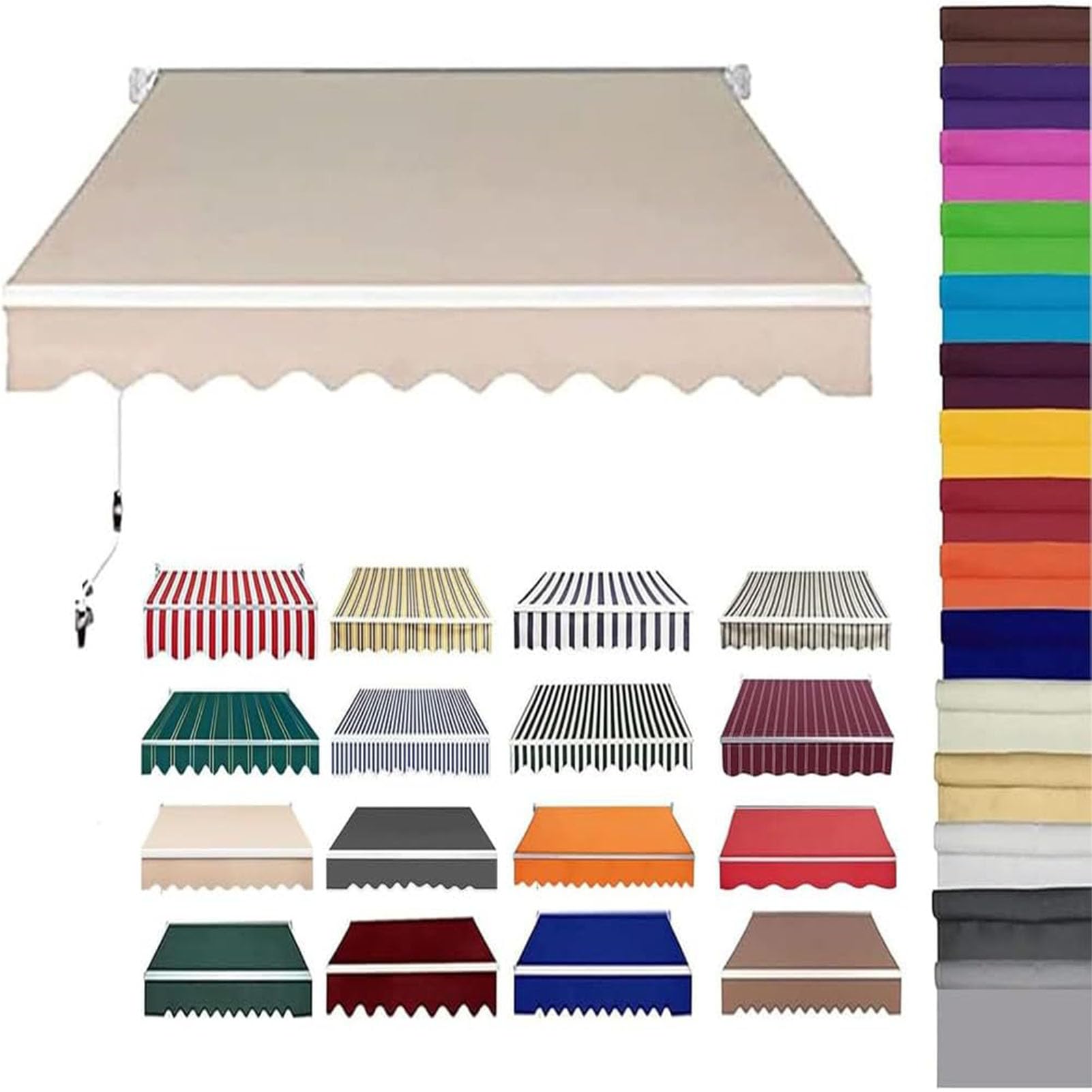 Telo di Ricambio per Tenda Parasole Retrattile Tessuto di Ricambio per Tenda a Braccio in Poliestere Anti UV 50+ per Balcone Patio Terrazzo Esterno Giardino,005,(20x13ft) 600x400cm