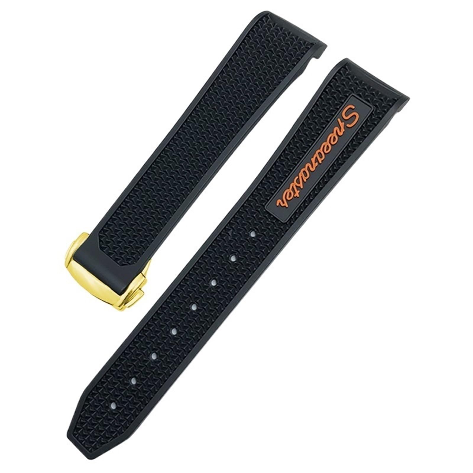 Correa de goma suave de silicona 19 mm 21 mm 20 mm adecuada para correa de reloj Omega Speedmaster 326 Seamaster 300 correa deportiva negra (naranja dorado, 18 mm)