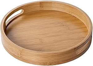 GAGALU Bed Trays for Eating Wooden Round Serving Tray Wood
