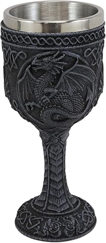 Miniatura 4 de Ebros Antigua Runa Celta Nudo Celestial Luna Dragón Copa de Vino Copa de Cáliz 6 oz Gótico Calabozos y Dragones Elixir Medieval de la Vida