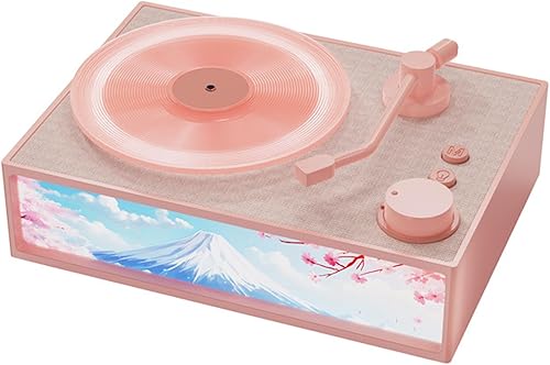 Altavoz Bluetooth retro estilo reproductor de discos de vinilo vintage, altavoz inalámbrico portátil con difusor de aroma, luz nocturna, estilo