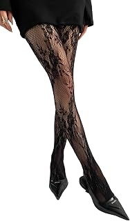[Lamerry] 柄タイツ レース 網 タイツ 地雷系 ストッキング サブカル 花柄 パンスト ゴシック セクシー レディース 黒