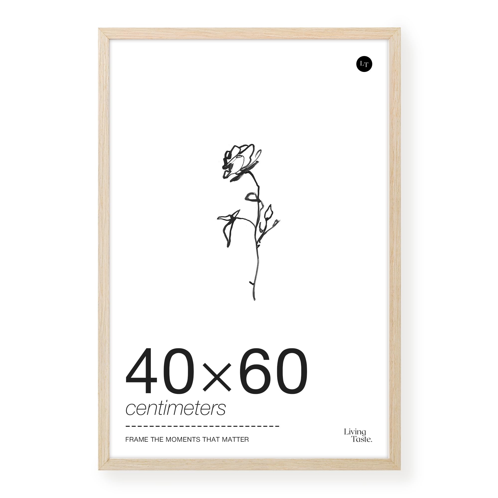 LIVINGTASTE 40x60cm Picture Frame, Wood Photo Frame, 1 Pack Natural Oak Finish Wall Frame with Acrylic Front, Ideal for Posters, Art Prints & Wall Art