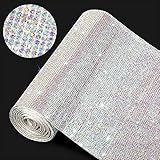 60750 Pieces Bling Rhinestone Sheet Crystal Self-Adhesive Rhinestone Diamond Sticker 59 x 7.87 Inch for DIY Home Car Arts Craft Event Decoration (AB Color)