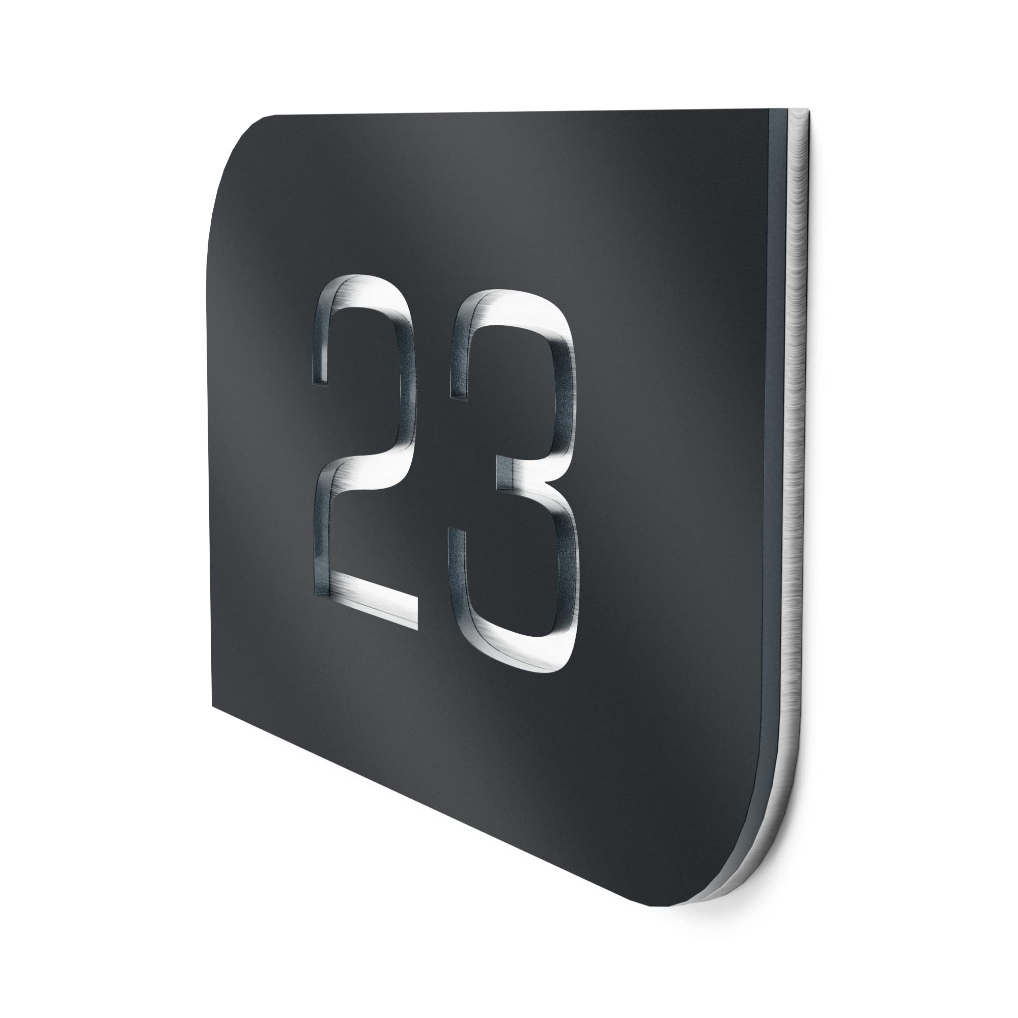 placa de número para exterior – 215x150 mm, acabado antracita RAL 7016, acero inoxidable V2A (AISI 304), personalizable