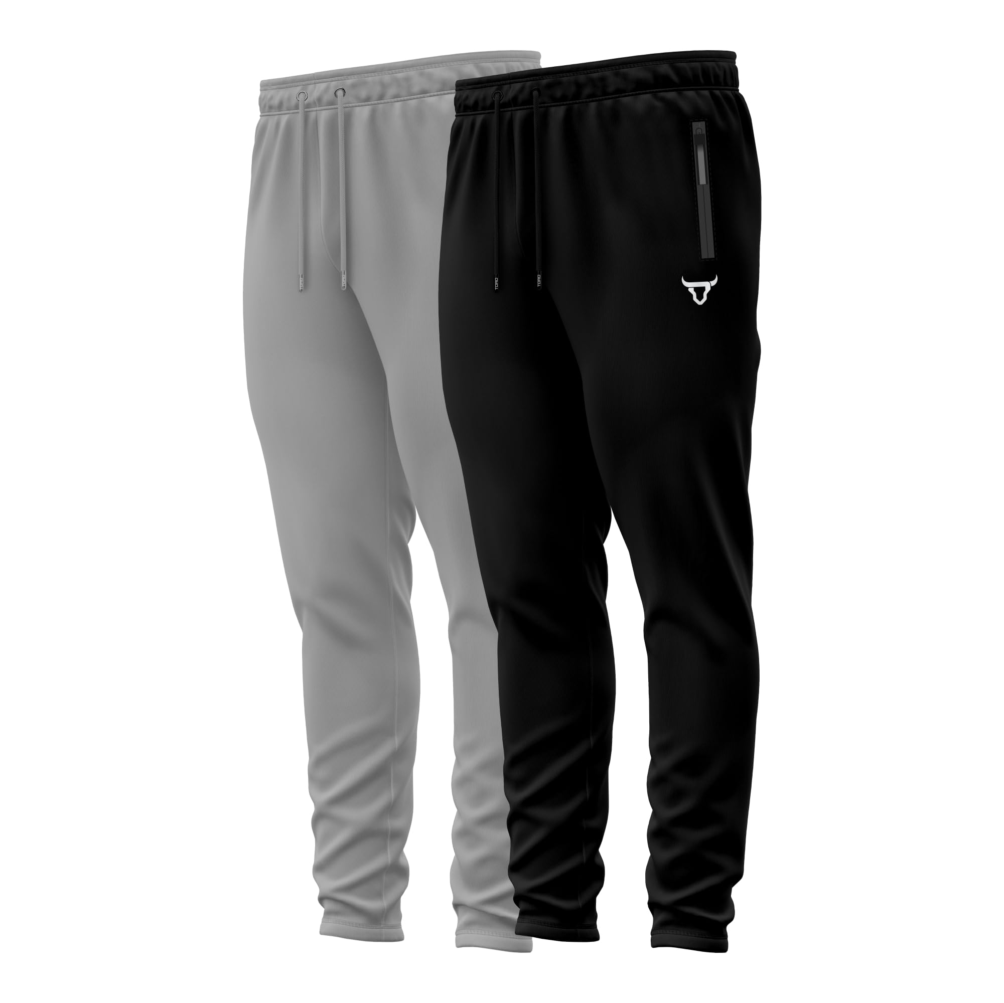 Pack of 2 Tracksuit Bottoms Men Lightweigt Jogging Trousers with Zipper Pockets Work Joggers Fit Sport Casual for Running Gym