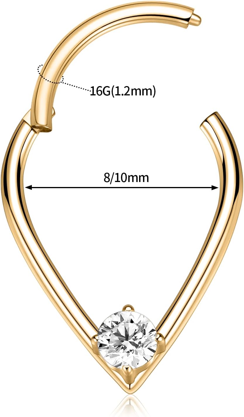 FUNLMO 316L Surgical Steel Septum Ring Daith Tragus Helix Rook Cartilage Piercing Jewelry Teardrop Nose Ring Hoop for Women Men - Image 2