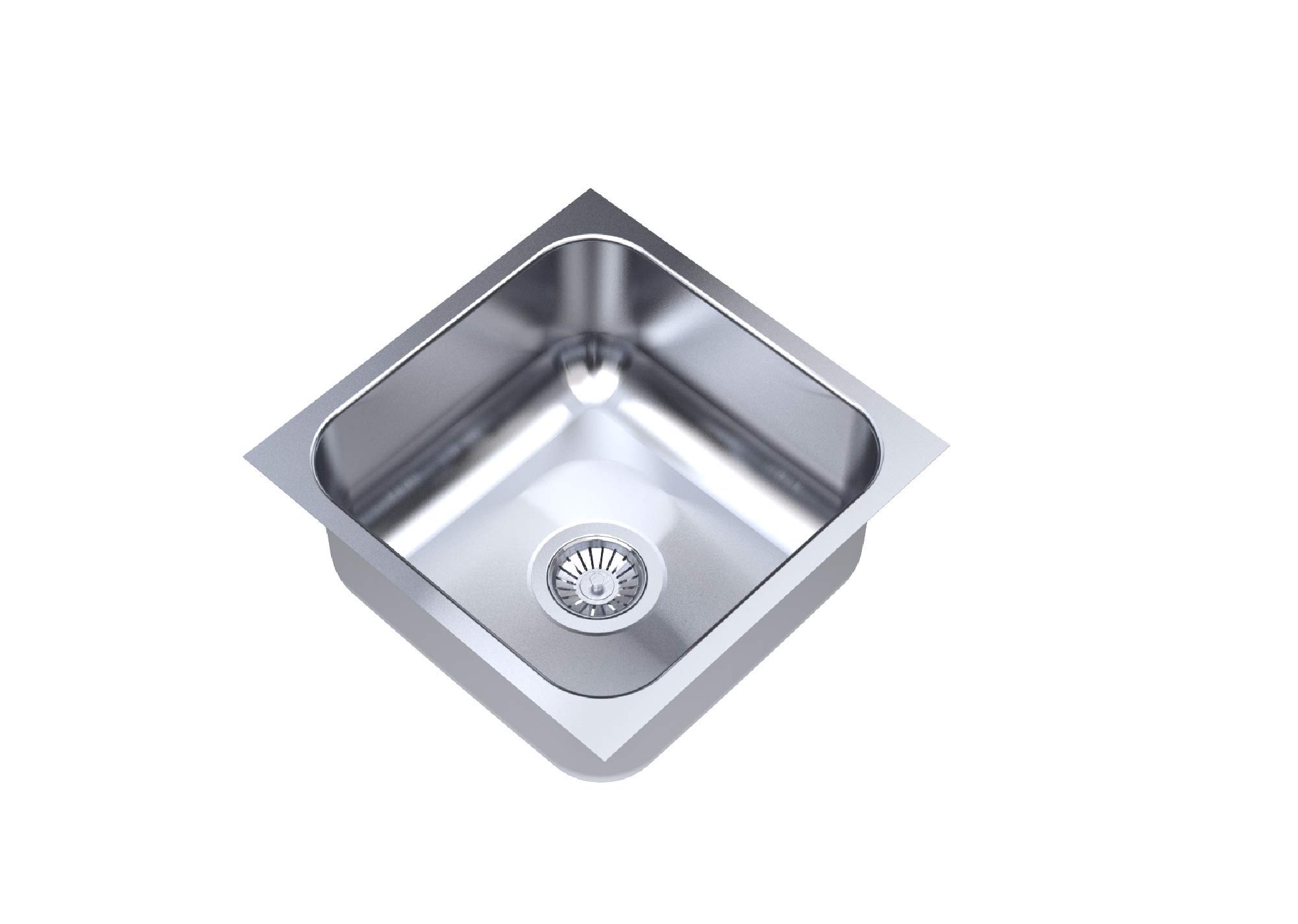 Carysil Elegance Series Single Bowl Kitchen Sink, Stainless Steel Kitchen Sink, 304 Stainless Steel Coupling, Noise Reduction Design, Deep Bowl with Sloping Drain, 16x16x7 inches, Glossy Finish