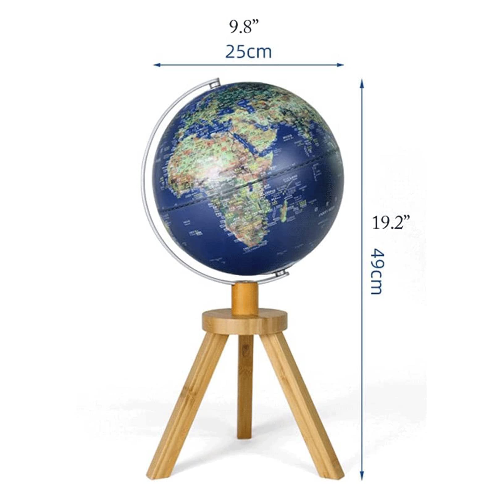 POCHY Mappamondi Globo Illuminato con treppiede in Legno Globi Mappamondo Antico Globi geografici da 10 Pollici per l'arredamento dell'home Office Fine e Chiaro