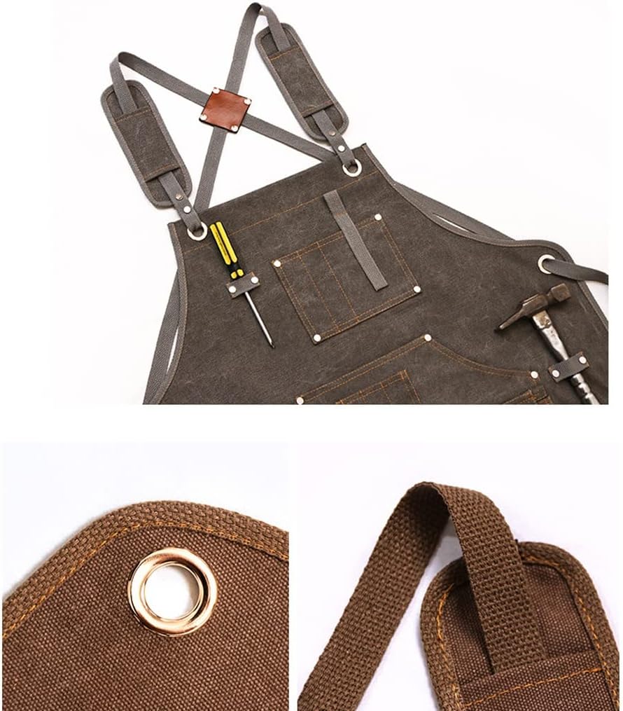 [FEELIN] サーバーエプロン ビブエプロンオイルスプールプルーフベルトポケットクッキングビブキッチンエプロンシェフエプロンバー