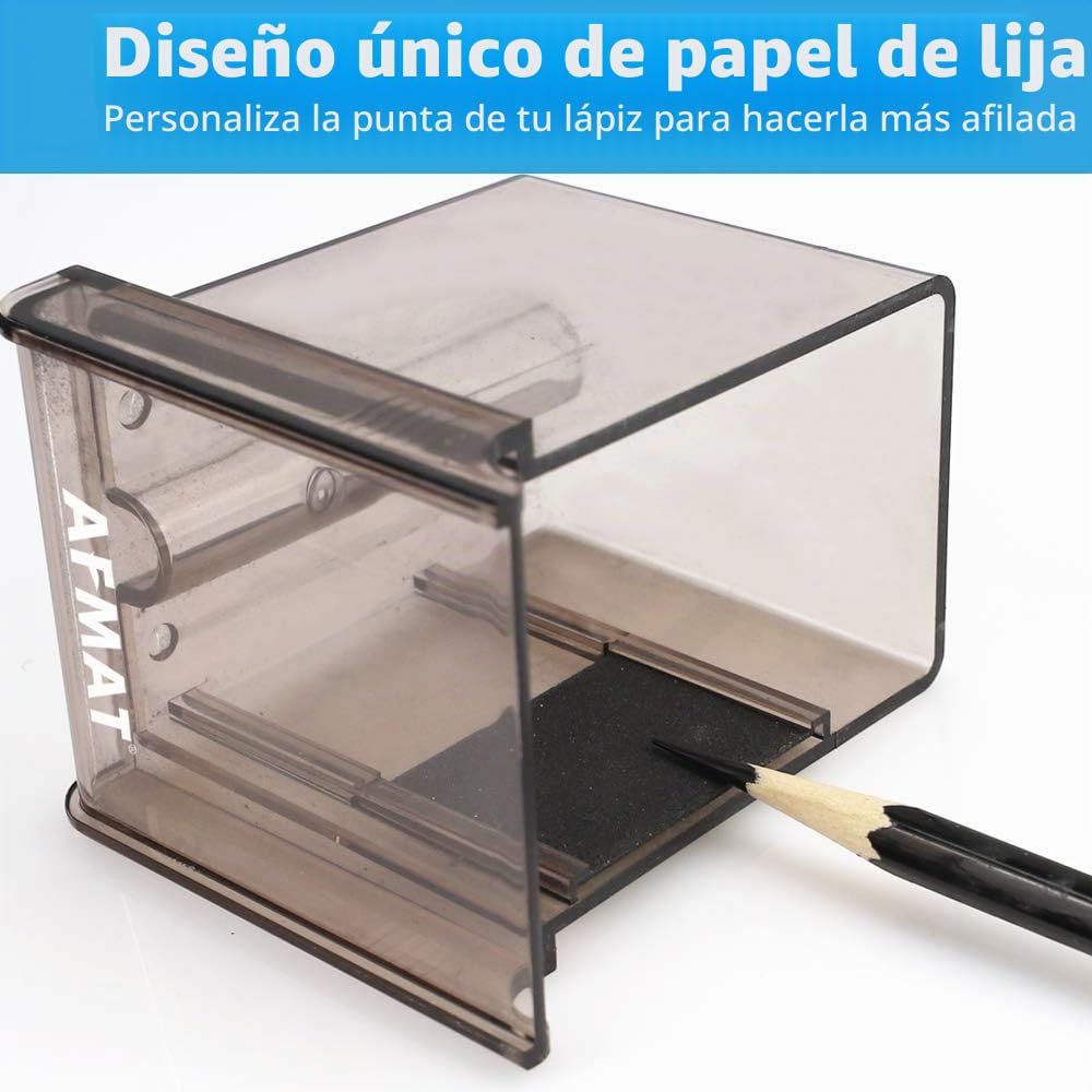 AFMAT, Sacapuntas de punta larga, puntas largas 8-20 mm, afilado ajustable y autorroscante, sacapuntas para artistas, manual, para carbón, arte, dibujo, bocetos, lápices de colores