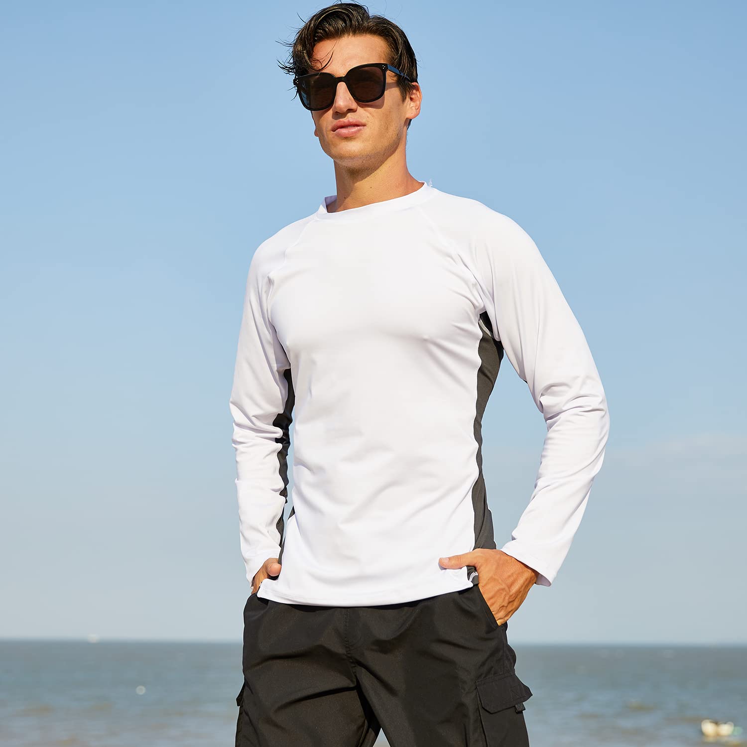 Arcweg Rashguard Homme Manches Longues Anti-UV UPF 50+ T-Shirt Surf Natation Plongée