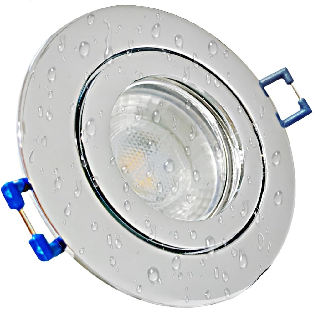 LED Einbauspots Set 12V IP44 3er – Chrom Decken Einbaustrahler für Feuchträume wie Bad & Küche, 3W 250lm 4000K neutralweiß, Ø 60–68mm, inkl. LED-Trafo & MR16-Fassungen – ideal zur Umrüstung