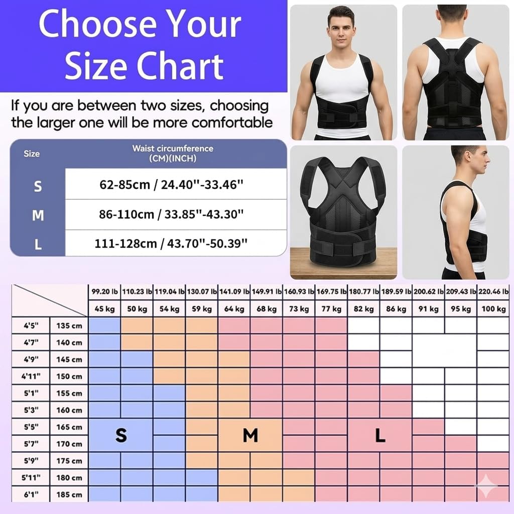Posture Corrector for Men & Women | Adjustable Full Back Support Brace | Helps Improve Posture & Relieve Back, Neck & Shoulder Pain | Support for Upper & Lower Back | Scoliosis & Hunchback Aid