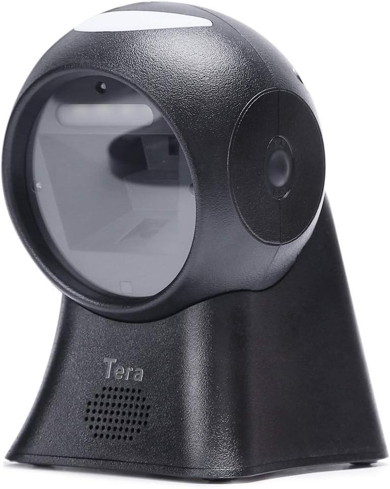 Tera Omnidirectional Barcode Scanner Presentation Scanner Barcode 1D 2D QR Digital Bar Codes Merchandise Codes Barcode Scanner Superior Scanning Performance Adjustable Scan Head Multi-Interface