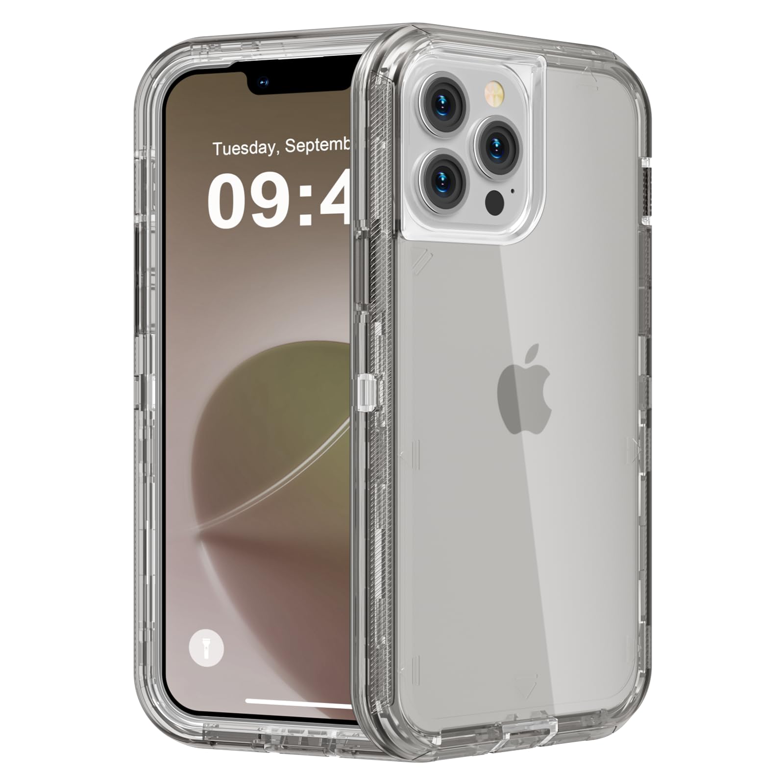 for iPhone 12 Case/iPhone 12 Pro Case, Heavy Duty Shockproof Protection Phone Cases, Anti-Drop, Dual Layer Transparent Protective Cover Compatible with iPhone 12/12 Pro, 6.1'', Gray