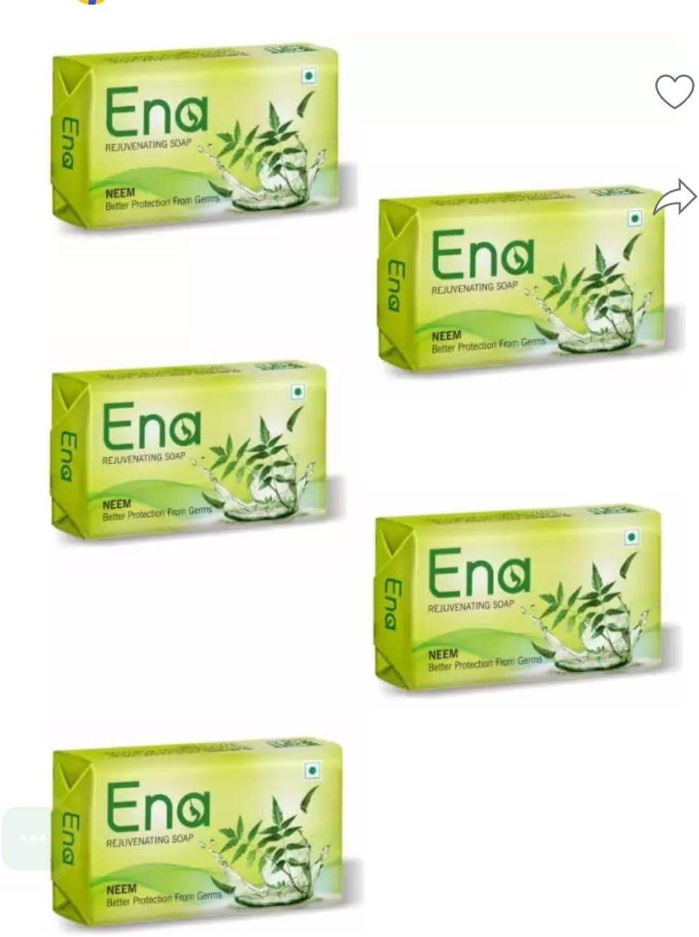 RCM Ena Natural Organic Rejuvenating Neem Bath Soap - 100g (Pack of 5)