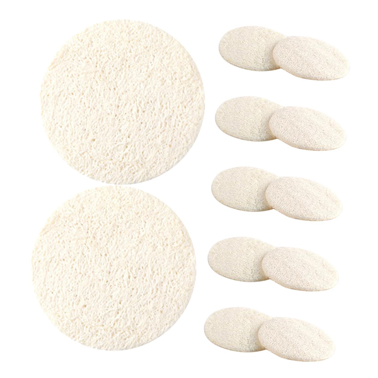 Gogogmee 12pcs Natural Loofah Facial Scrubbers Gentle Exfoliating Sponges for Deep Cleansing and Makeup Removal Reusable Face Pads for Sensitive Skin and Travel
