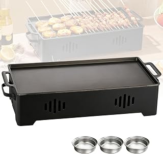 Warmhalteplatte fürs Grillen, BBQ Warmhalteplatte Teelicht, Warmhaltebehälter für Essen & Grillgut, Speisenwärmer Fleischwarmhalter Grill Zubehör für BBQ Grillparty Outdoor & Garten