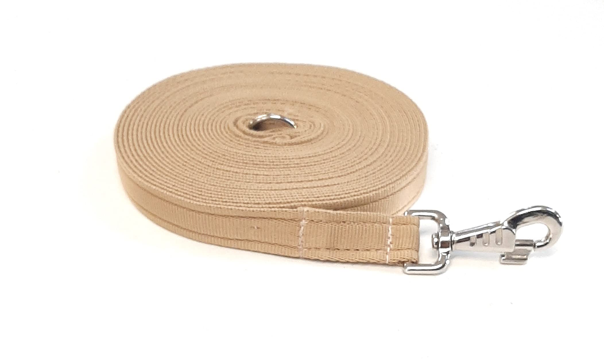 20ft 6m Horse Lunge Line/Large Dog Training Lead Large 25mm Cushioned Webbing And Heavy Duty Fluted Trigger Clip In (Beige)
