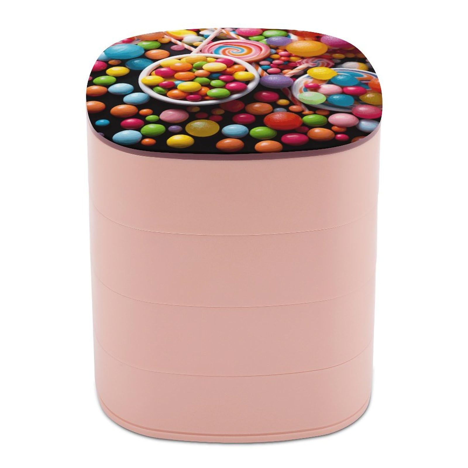 Organiseur de bijoux compact imprimé bonbon pour voyage et transport quotidien