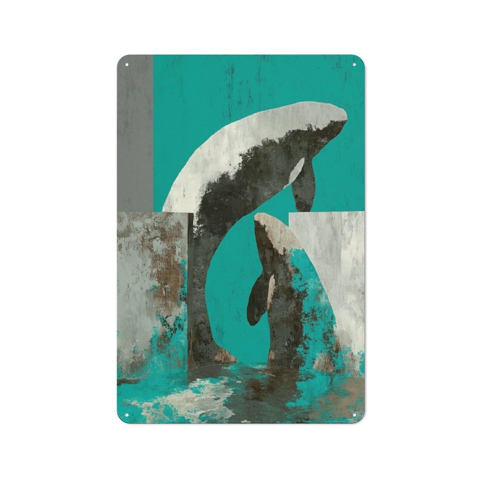 Junmoney Whale Motion Vintage Tin Sign 30X20cm Featuring For Workshop Wall, Gift For Metal Sign Collectors During The Christmas Season