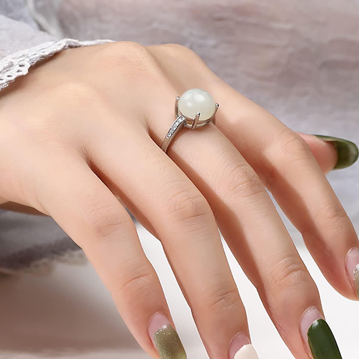 925 Sterling Silver Adjustable CZ Ring Base Blank for 5/6/8/10mm Round Cabochon Ring Mounting Setting DIY Jewelry Making Personalized Gift for Women