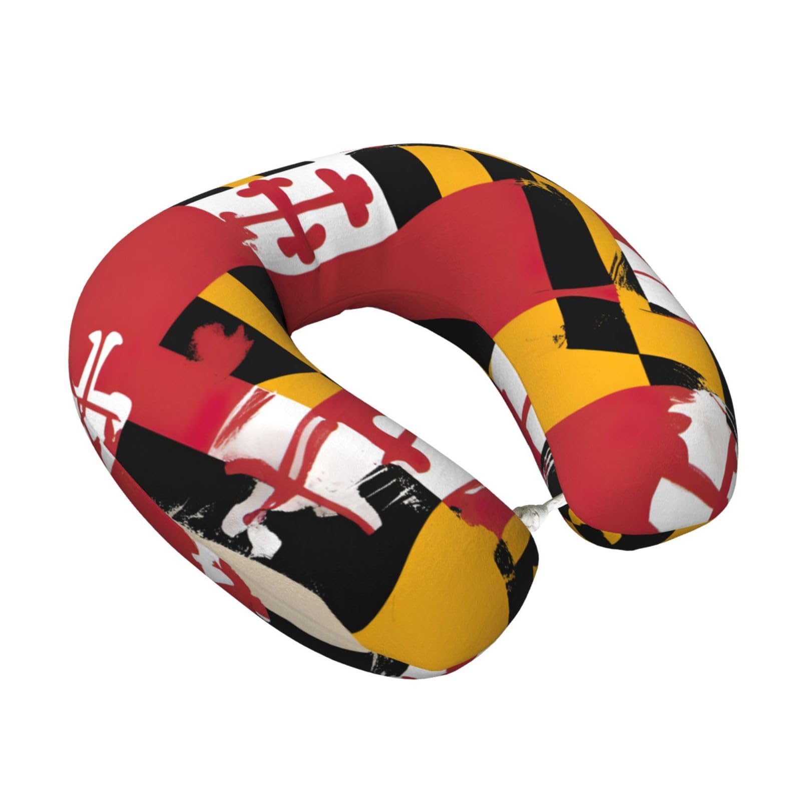 Yyoretp maryland flag Print Travel Pillow Pure Memory Foam Neck Pillows Portable Headrest for Airplane