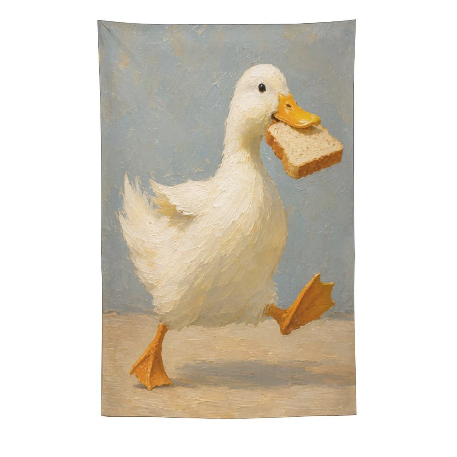 W7C8U2X3 Walking Toast Duck Wall Tapestry, Storybook Illustration, Entryway