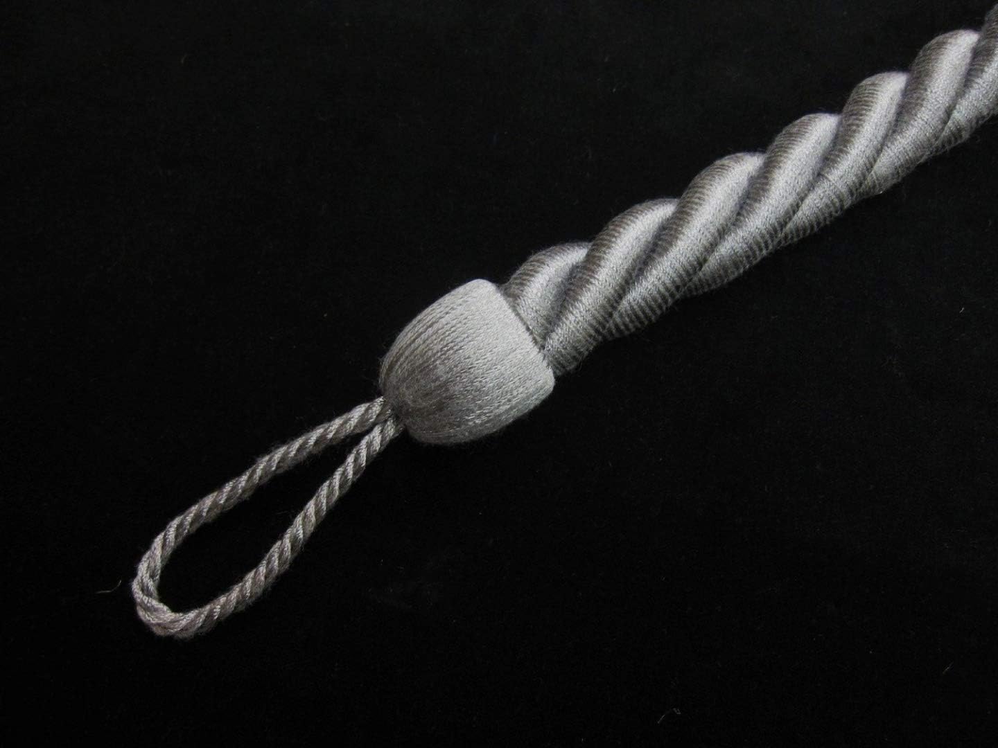 2 Jumbo Rope Curtain Tiebacks - Extra Long Thick Tie Backs - 2.5 Centimetre Diameter(Silver Slate Grey)