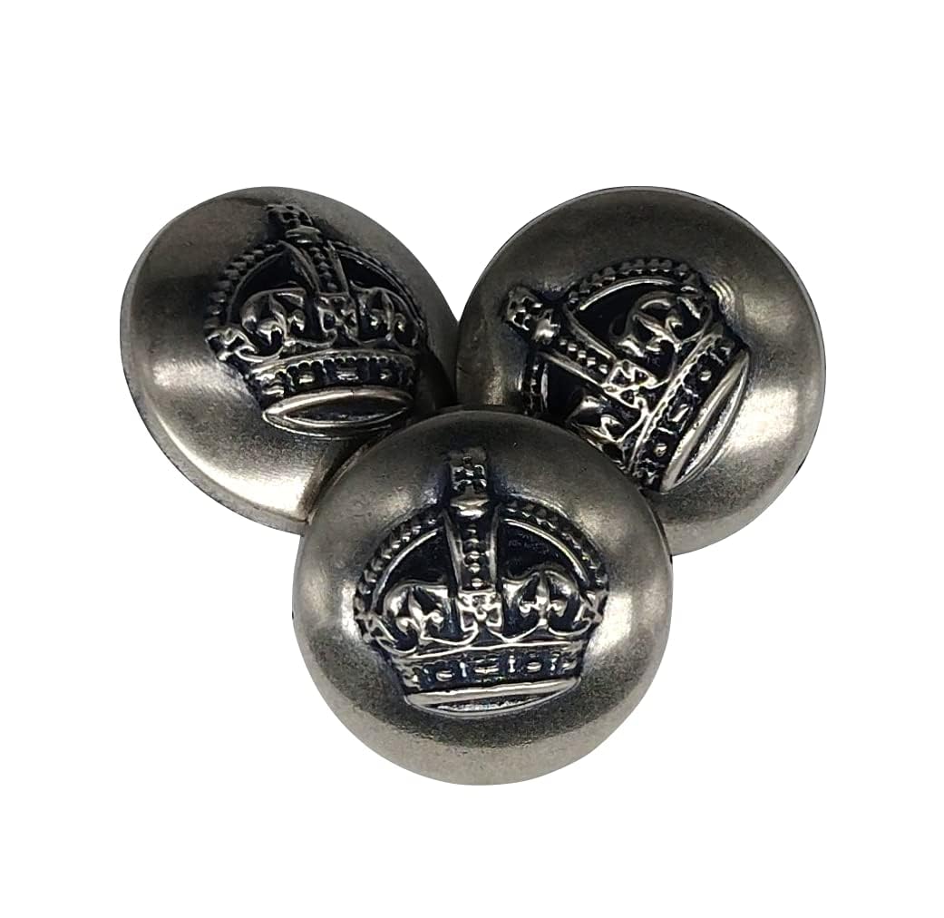 25 Boutons Plaqués Or Et Argent Avec Couronne Gravée - 15mm/20mm/23mm - Fabriqué En Espagne
