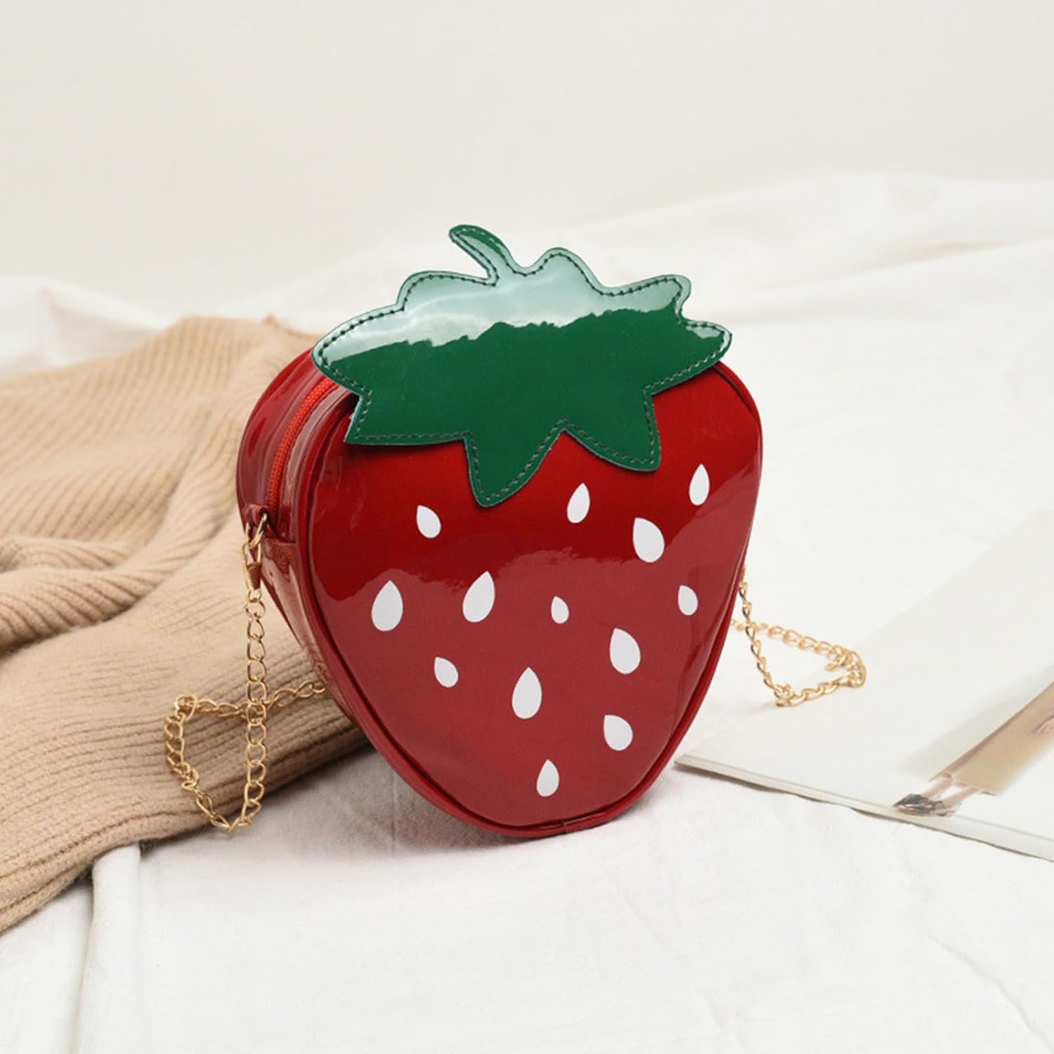 Cute Strawberry Crossbody Shoulder Bag for Women Girls, Small Fruit Shape Crossbody Bag Coin Purse Wallet