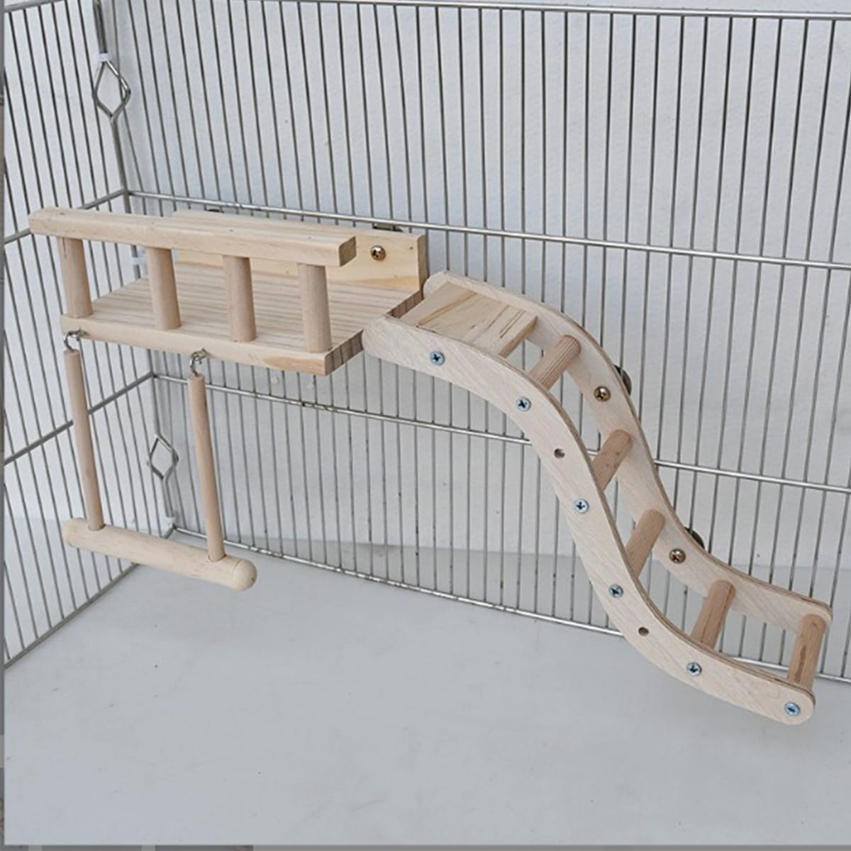 Bastoncini per uccelli in legno per criceti, picchetti per uccelli con scaletta, accessori per gabbia per uccelli criceti, cincialde, parrocchetti, gioco e arrampicata