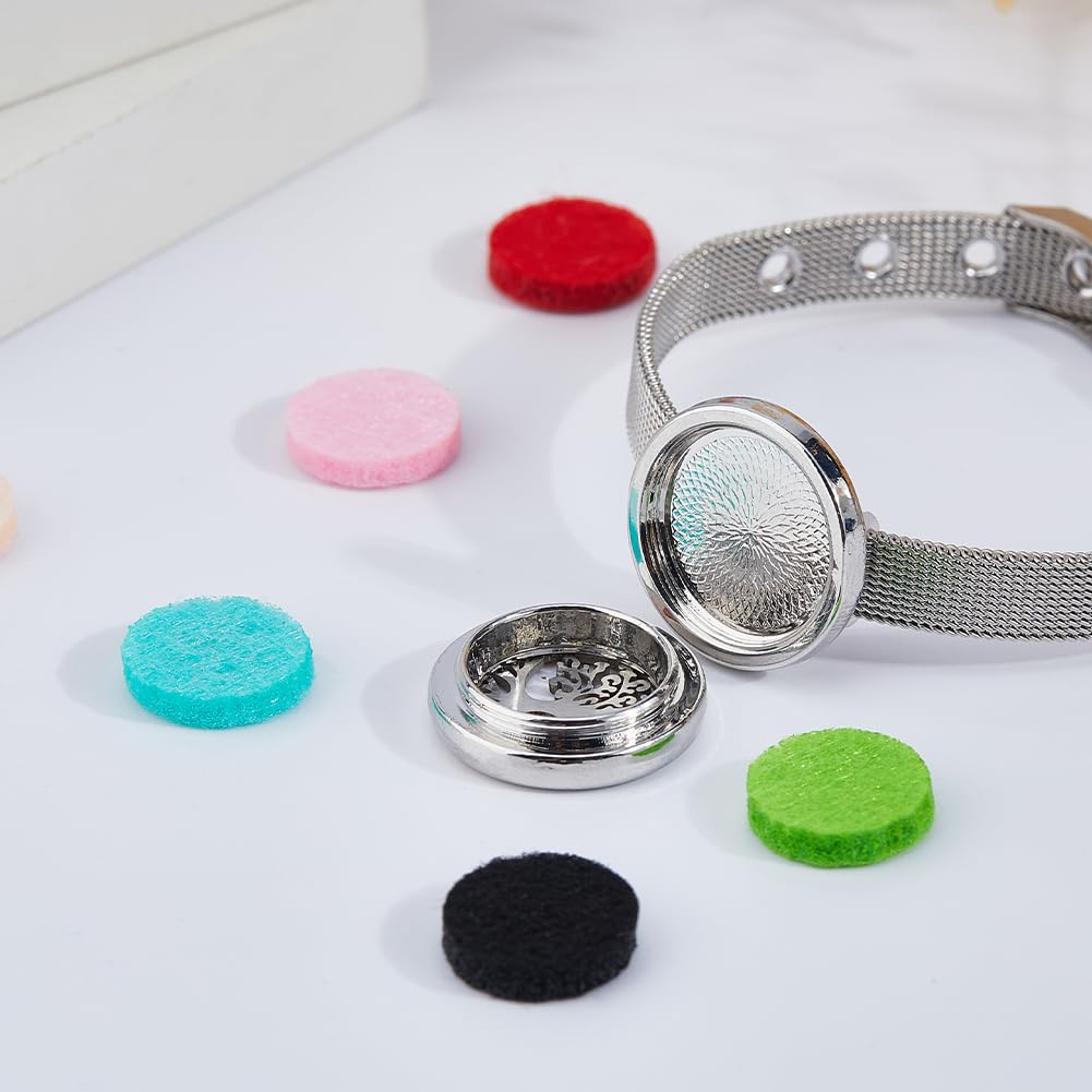 SUPERFINDINGS 2 pulseras difusoras de aceites esenciales para aromaterapia, ajustables, redondas, planas, con 20 almohadillas de fieltro, regalo para el día de la madre, Navidad
