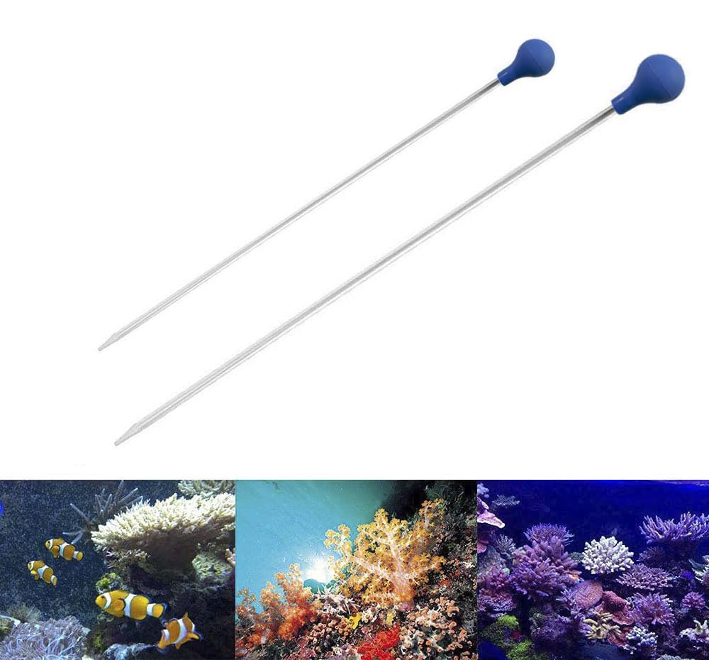 Coral Feeder SPS HPS Feeder, 2 PCS Long Acrylic Aquarium Choice Coral Feeder Syringe Tube for Reef/Anemones/Eels/Lionfish and Other Organisms, Liquid Fertilizer Feeder Accurate Dispensing Spot