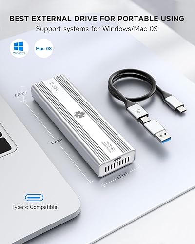 Miniatura 5 de iDiskk Disco duro externo de estado sólido externo de aluminio resistente de 40 Gbps de 2 TB M.2 NVMe SSD, hasta 3000 MBs, Thunderbolt 3 (40 Gbps),