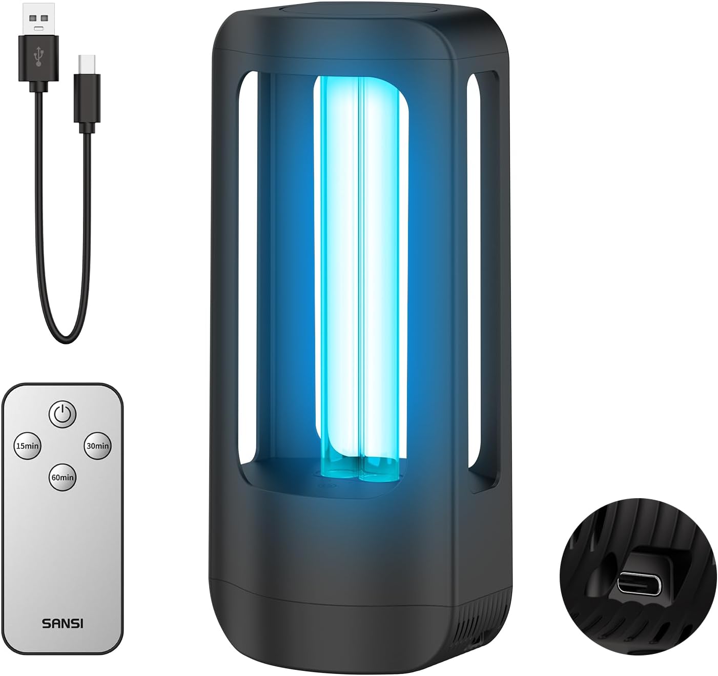 SANSI UV Light 18W Ultraviolet Light for Room, Rechargeable UV LED Lamp