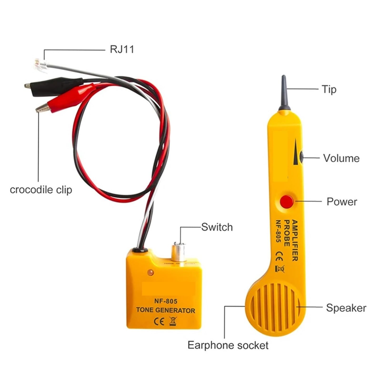 Generador de tonos for comprobador cables NF-805, rastreador alta precisión, amplificador inductivo con volumen ajustable - Omni-Check