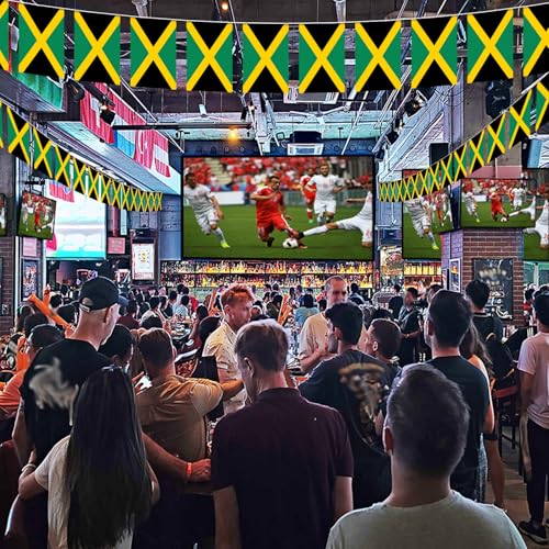 Image of Jamaica String Flag Pennant Banner - 38 Flags, 42 Feet Small Mini Jamaican Flags Bunting Banner for Country Decoration, School, Party, Sports Events