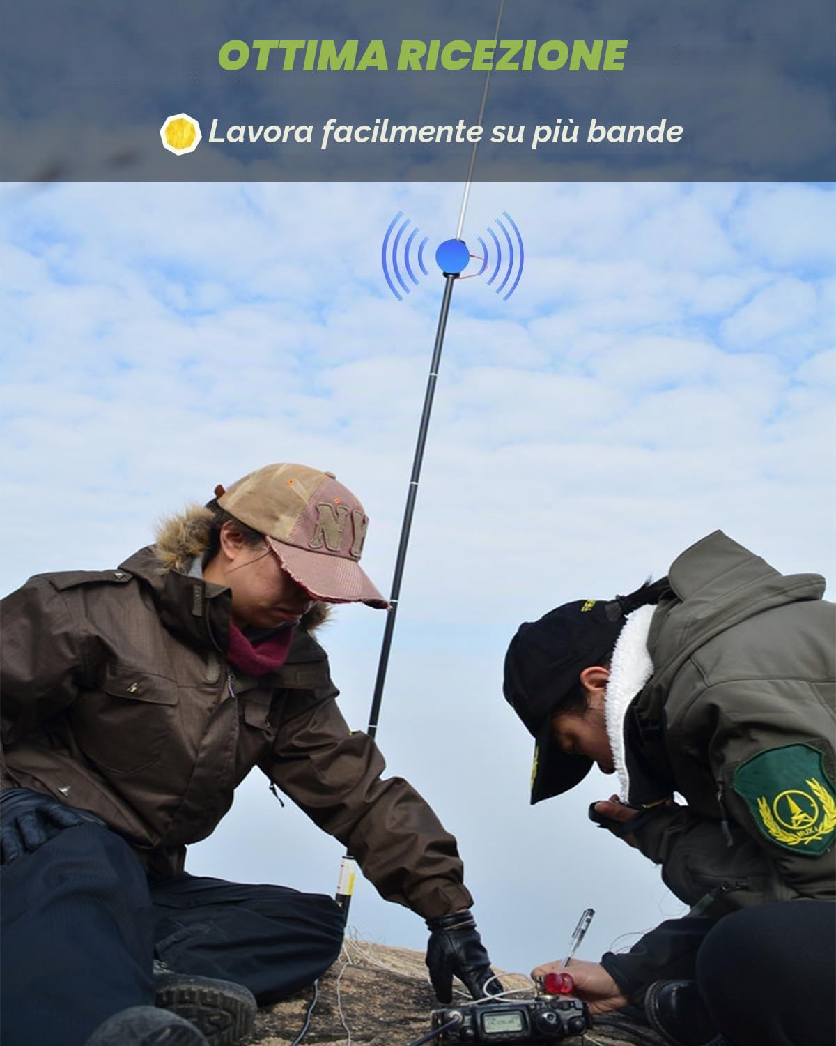 AURSINC Antenne JPC-12 Bidone RF amatoriale 7-50 MHz, antenna verticale universale 40-6 m (8 bande, esterno), 4,1 m (M10)
