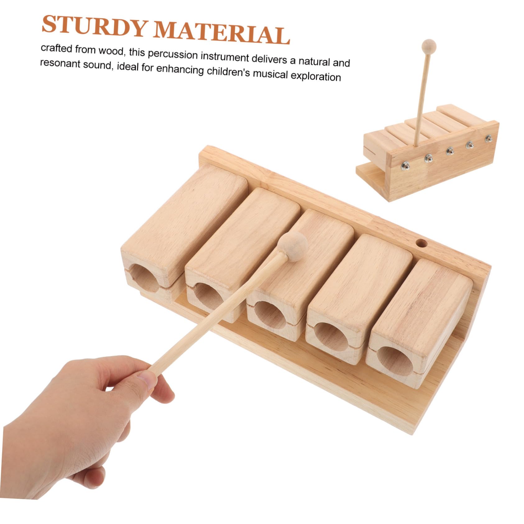 GALPADA Holz Schlagblock mit 5 Tönen aus Leichtem Holz für Interaktives Lernen im Klassenzimmer und Meditation mit Schlägel als Musikinstrument für Kleinkinder