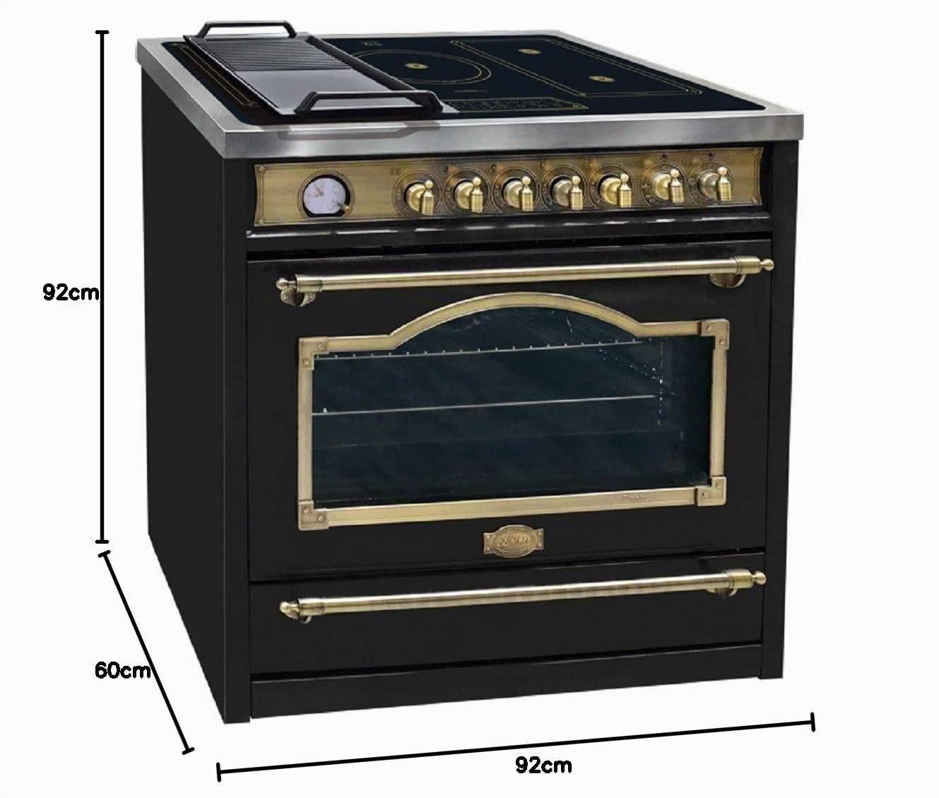 Kaiser Induktions-Standherd HC 93655 IEm, Elektro Standherd 90 cm/Kaiser Empire Black/Multi 8 Multifunktions-Elektro-Backofen mit Induktionskochfeld